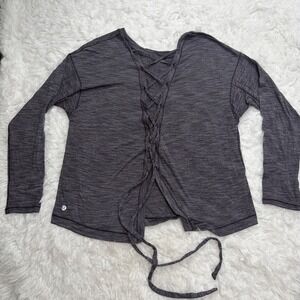 Lululemon Long Sleeve Top Lace Up Bach Heather Blue Womens Size 8 Casual Shirt